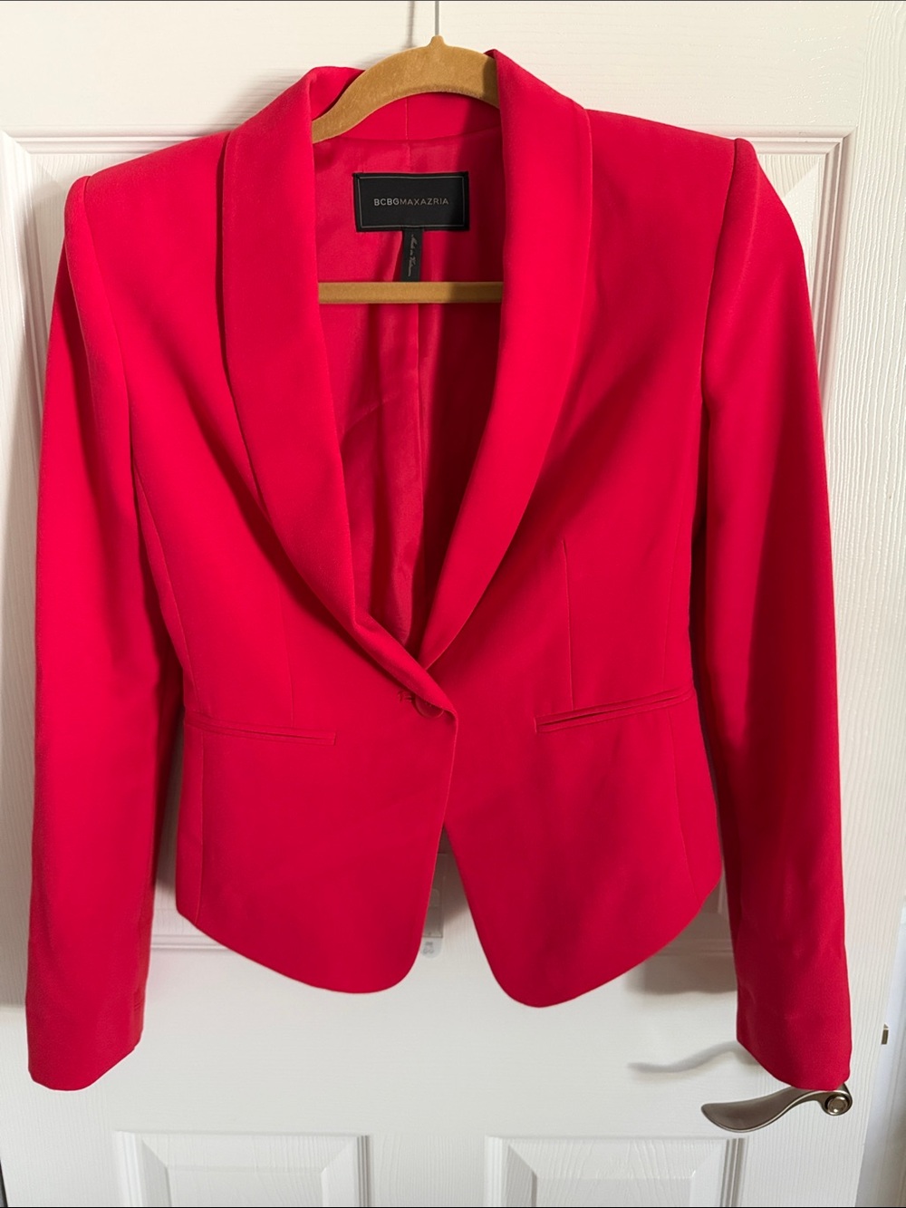 BCBGMaxAzria Red Shawl Collar Blazer
